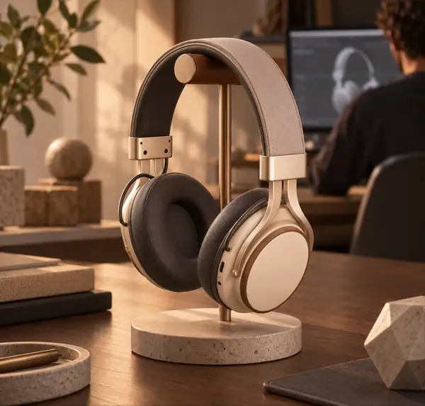 Fertige Over-Ear-Kopfhörer mit warmen Metalldetails