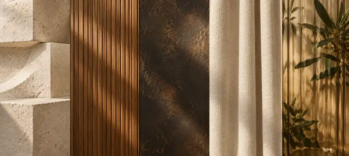 Material- und Oberflächentafel für Innenräume