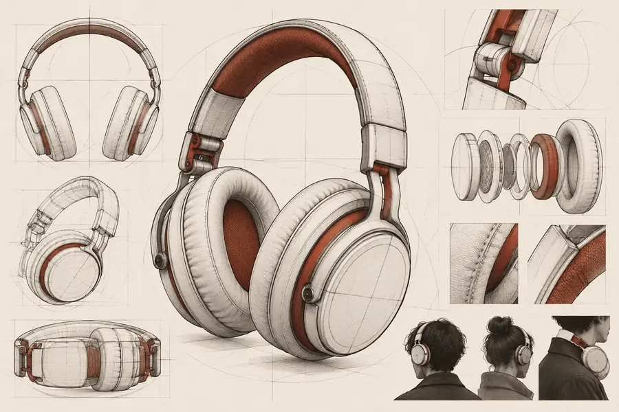 Line-drawing concept of over-ear headphones