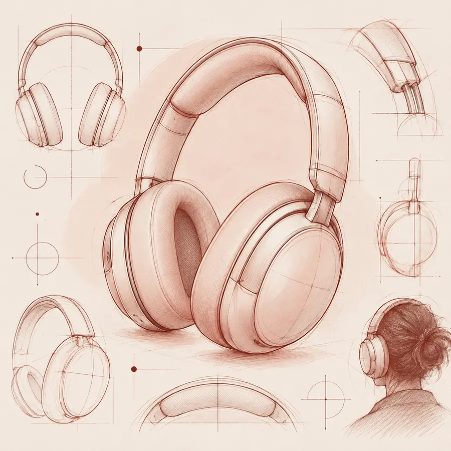 Line-drawing concept of over-ear headphones